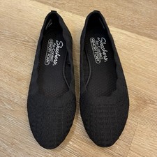 Skechers Cleo 2.0 - Love Spell Air Cooled Black Knit Flats Womens US 5.5