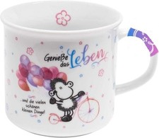 Sheepworld Tasse "Genieße das Leben" – Porzellan Kaffeebecher 40 cl - Neu