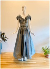 80s Victor COSTA Pale Blue Taffeta Ballgown