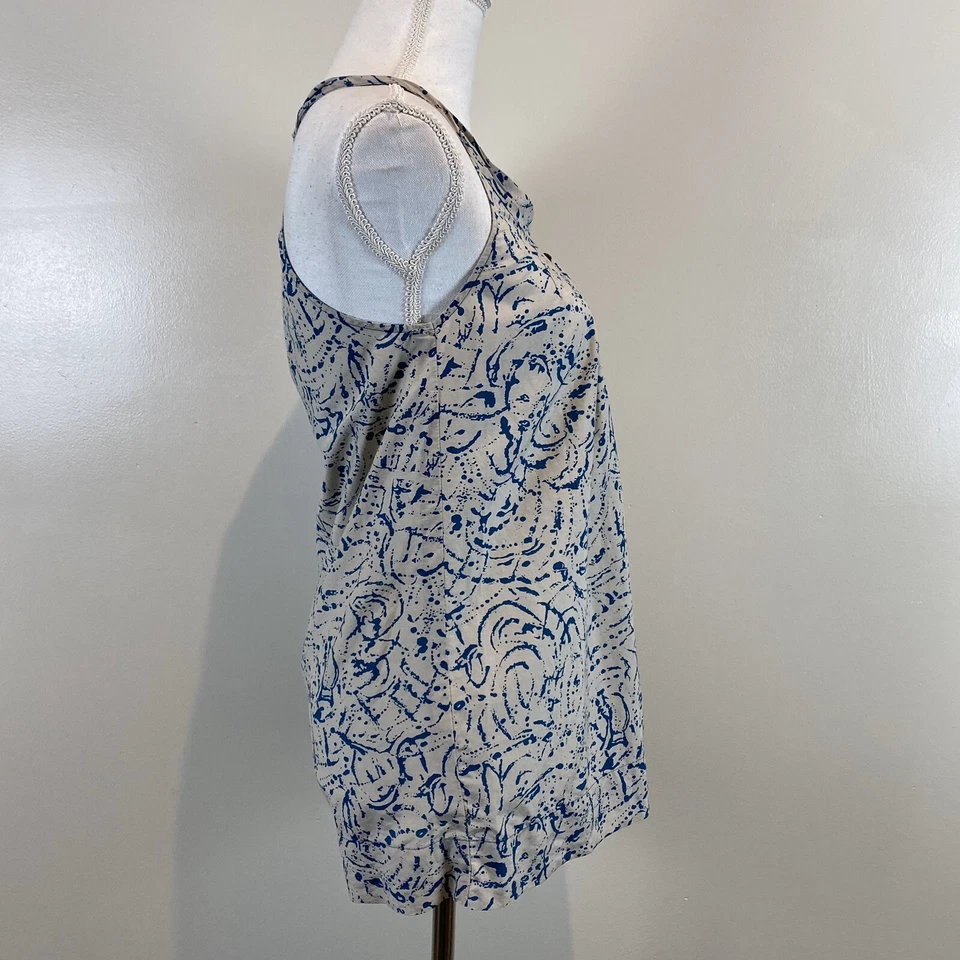 Blusa Martin And Osa Mujer 4 Top Sin Mangas Correas Algodón Seda Azul Beige I83 Foto 4 de 4