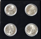 Lot of 4 Beautiful Peace Silver Dollars, AU, 90% Silver Content, 1922-1924 UNC