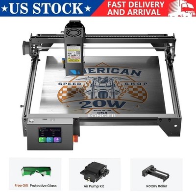 Longer RAY5 20W Laser Engraver Machine with Air Pump and Rotary Roller Kit