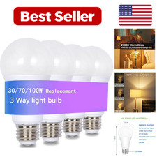 4-Pack 3-Way LED Light Bulb 3/7/10W - 2700k Aluminum Dimmable