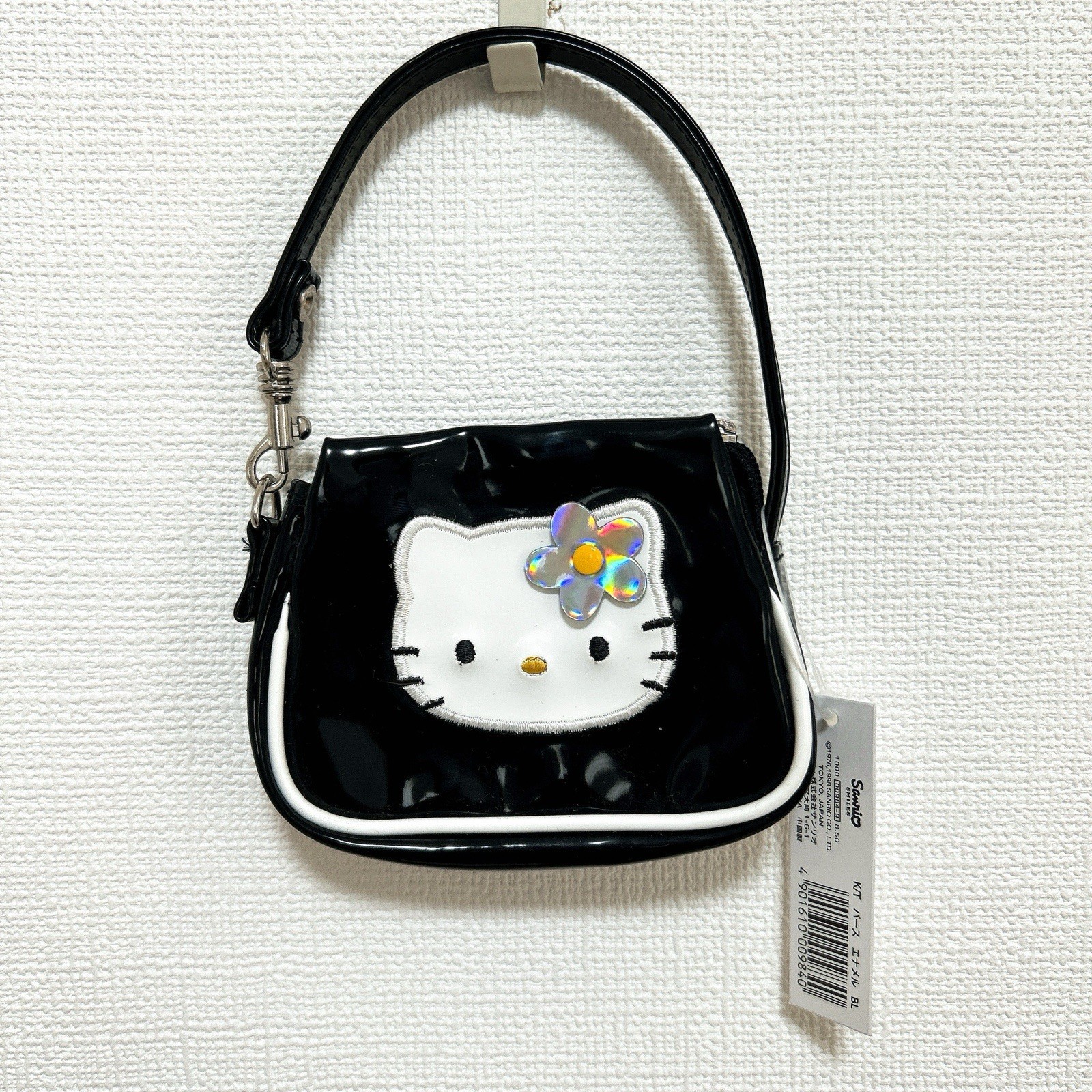 NWT Sanrio Hello Kitty Enamel Wallet Purse Charm Black 1998 Y2K Japan Kawaii