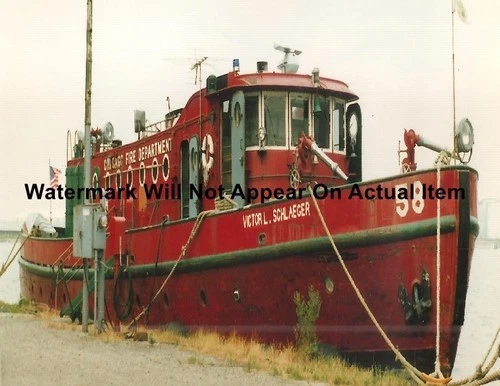 Chicago IL 1949 Defoe Fire Boat 58 Schlaeger Photograph Print 8.5x11"
