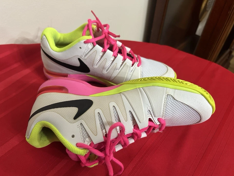 Zapatos de tenis para mujer Nike Vapor Tour talla 7,5 blanco rosa #631458-107 Foto 4 de 4