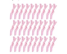 30Pcs Pink Alligator Hair Clips, Wide Teeth, Double-Hinged Styling Section Clips