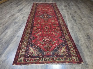Geometric Turkish Vintage Rug Turkish HandMade Anatolian Village Rug 3.4x10 Ft