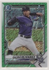 2021 Bowman Chrome Prospects Green Shimmer Refractor 11/99 Helcris Olivarez 9hx
