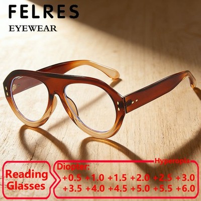 Hot Women Oval Blue Light Blocking Reading Glasses Clear Lens Presbyopic Glasses