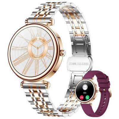 Smartwatch Damen Gold Telefonfunktion Fitnessuhr Herzfrequenz SpO2 Android iOS