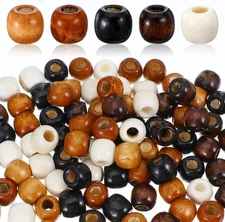 100Pcs Large Hole Wooden Hair Beads, 0.47X0.43Inch Vintage Boho Beads for Crafts