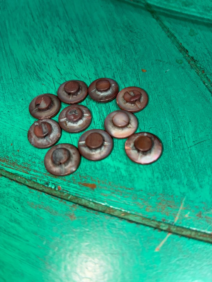 Exquisite Lot of 10 Dark Genuine Mother of Pearl 3/8” Vintage Shank Buttons - Image 2 of 2