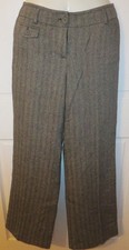 Talbots Signature Flare Wool Blend Gray Herringbone Pants Sz 8