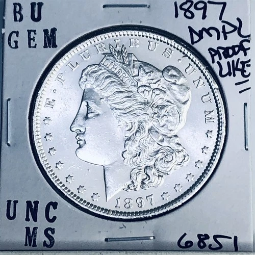 1897 BU GEM MORGAN SILVER DOLLAR UNC MS+++ U.S. MINT RARE COIN 6851