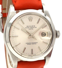 VINTAGE Rolex Oyster Perpetual Date Stainless Steel Silver Stick 34mm Men Watch