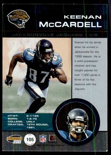 2001 Pacific Invincible Keenan McCardell 200/1000 #105 - Picture 2 of 2