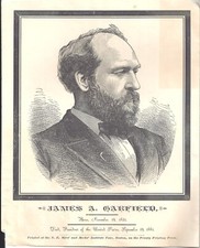 Sept. 19, 1881 President JAMES A. GARFIELD Mourning Broadside