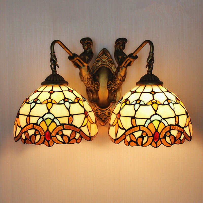 Baroque Stained Glass Vanity Lighting Modern Tiffany Wall Sconce Light
