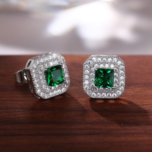 Elegant Stud Earrings for Women 925 Silver Cubic Zirconia Jewelry Gift A Pair - Picture 6 of 7