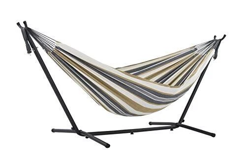  Double Hammock with Space Saving Steel Stand, Upgraded Desert Moon Cotton - Image 2 of 4
