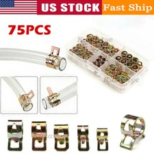 75pcs 6-10mm Spring Band Hose Clamps Spring Band Type Fuel Line Hose Steel Clips