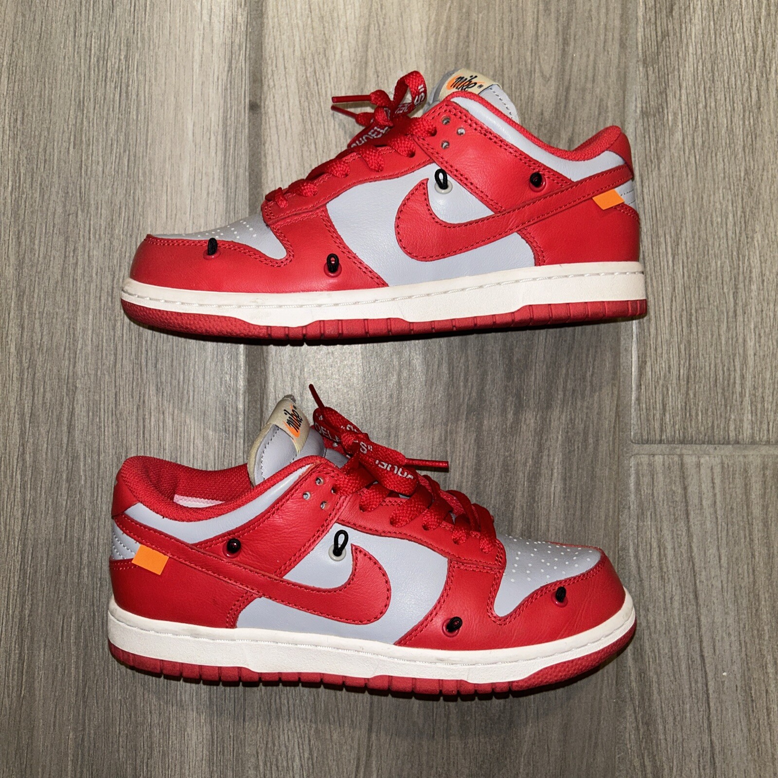 OFF WHITE X NIKE Taglia 5 Nike Dunk Low x BIANCO SPORCO University rosso 2019