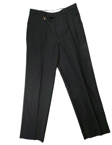 Valentino, Vintage Valentino Garavani Mens Dress Pants 34/32 Pleated Charcoal Wool Classic