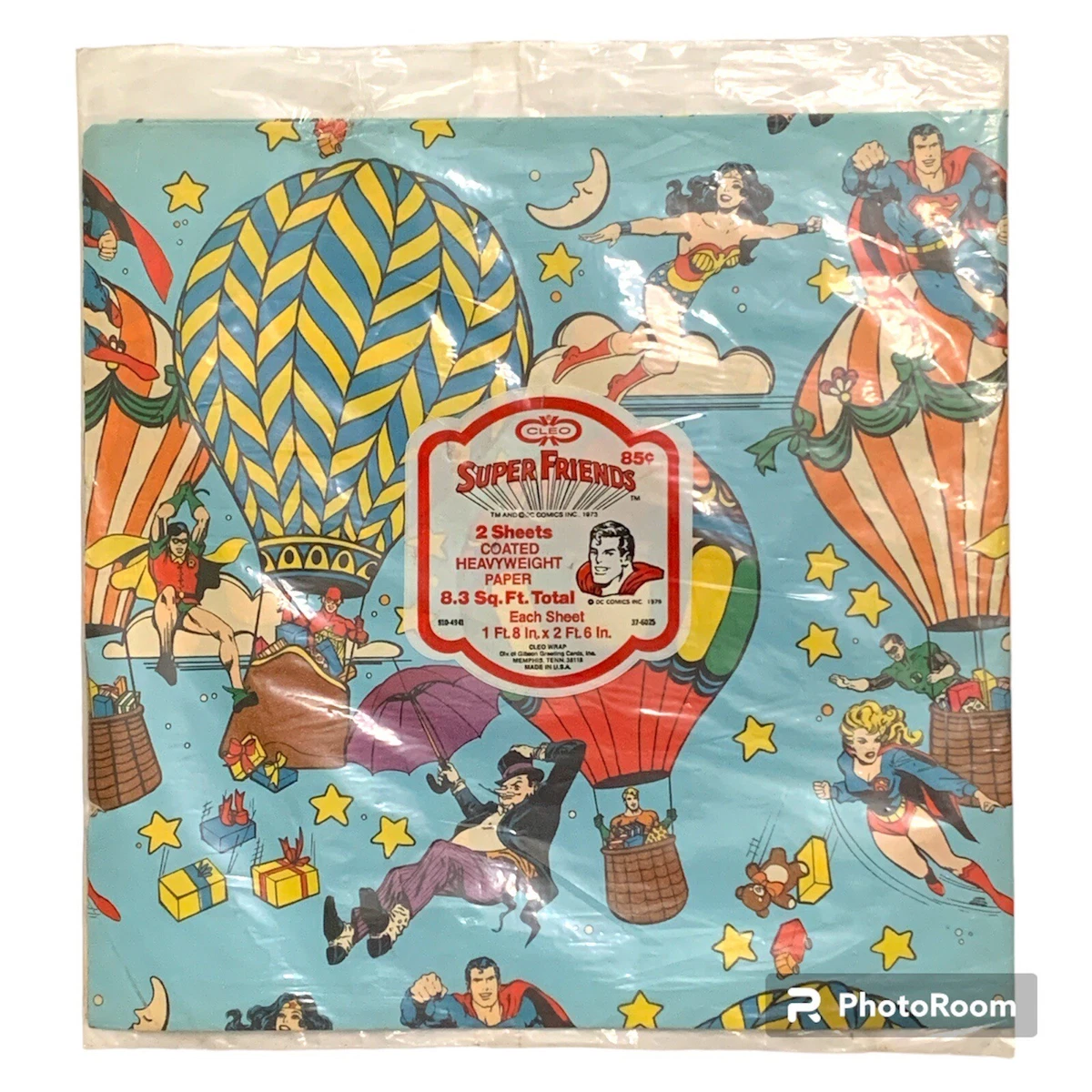 DC Comics Super Friends Superman Wonder Woman Gift Wrap Wrapping
