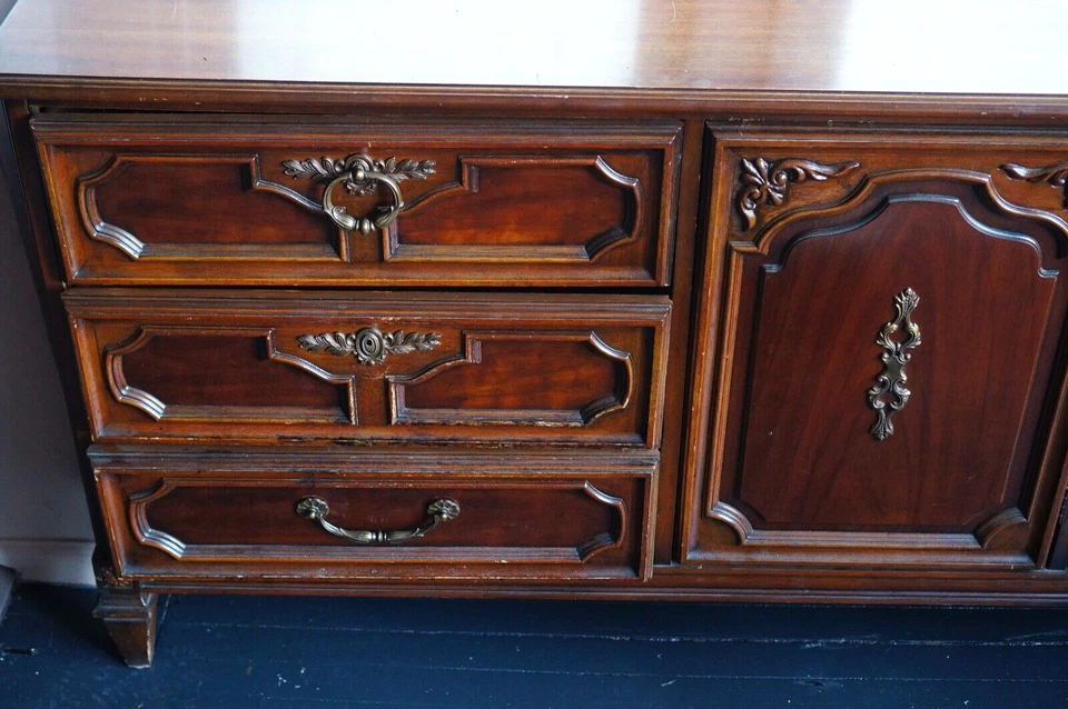 Mesa consola vintage Drexel Furniture 7 cajones cajonera ~ ¡Increíble! Foto 4 de 4