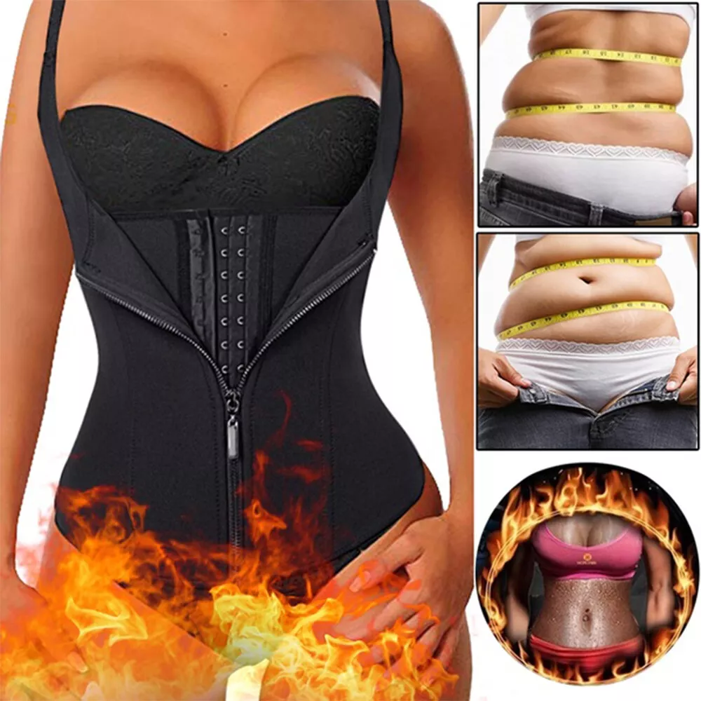 Corset Waist Trainer Fat Burning Tummy Control Belly Body Shaper Zipper Tank  Top