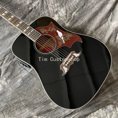 Custom Shop Limited Dove Ebony Acoustic Electric Guitar Solid Spruce Top 301EQ