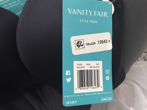 Vanity Fair Bra 36C Nearly Invisible Full Coverage Black NWT MSRP $40 - Picture 3 of 8