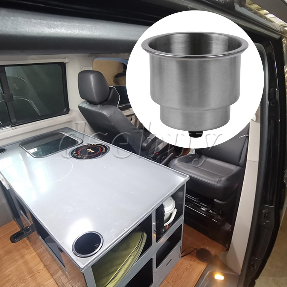 2Pieces Stainless Steel Boat Cup Holder with Drain for RV Camper Marine ...