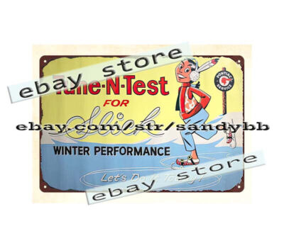 1958 auto car service TUN-N-TEST for slick winter performance metal tin sign