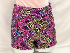 NWT Eurotard Dizzy Dots Metallic Shorts Fuschia Dance Womens Size Small, Medium