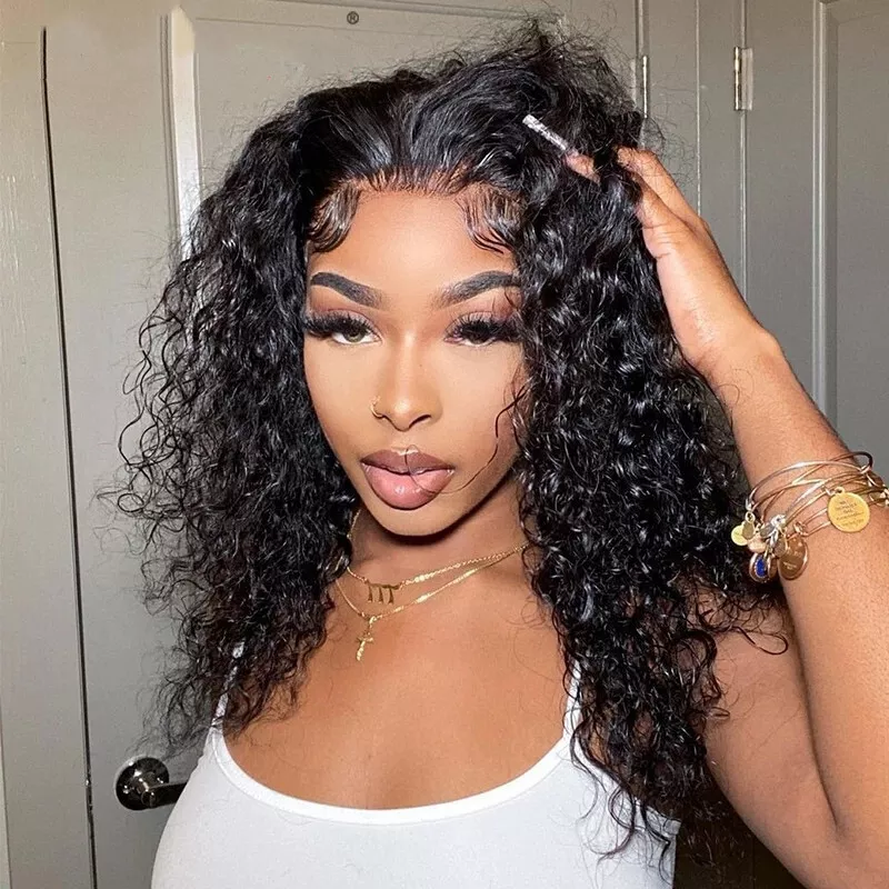 Long Kinky Curly Lace Front Wig Black Synthetic Wigs Fluffy Daily