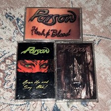 POISON Open Up And say Ahh /Flesh  Blood/Native Tongue Cassette Tapes