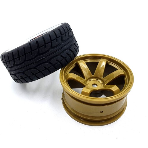 1/10 RC Car Wheels & Tyres GOLD Volk Rays TE37 Rota Alloy Style Tamiya FTX HPI - Picture 6 of 11