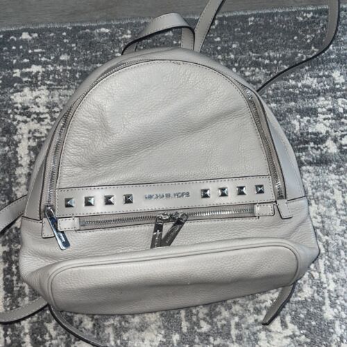 MICHAEL KORS Backpack Grey Studded pebble leather USED