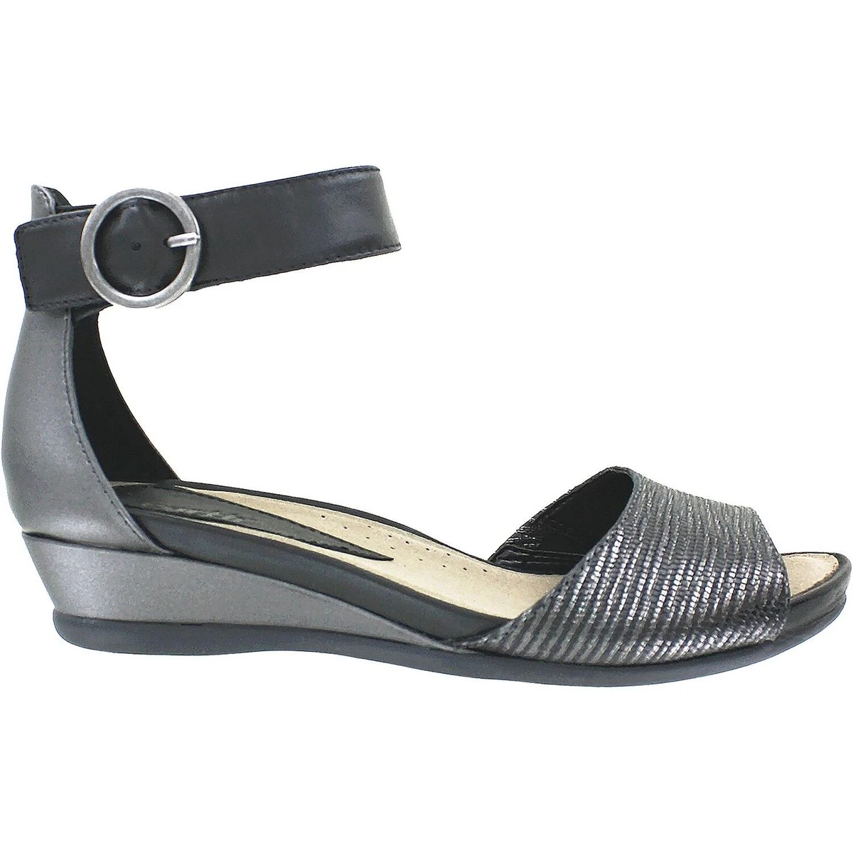 Earth Origins Hera Wide Womens Sandal Grey Textured Leather US