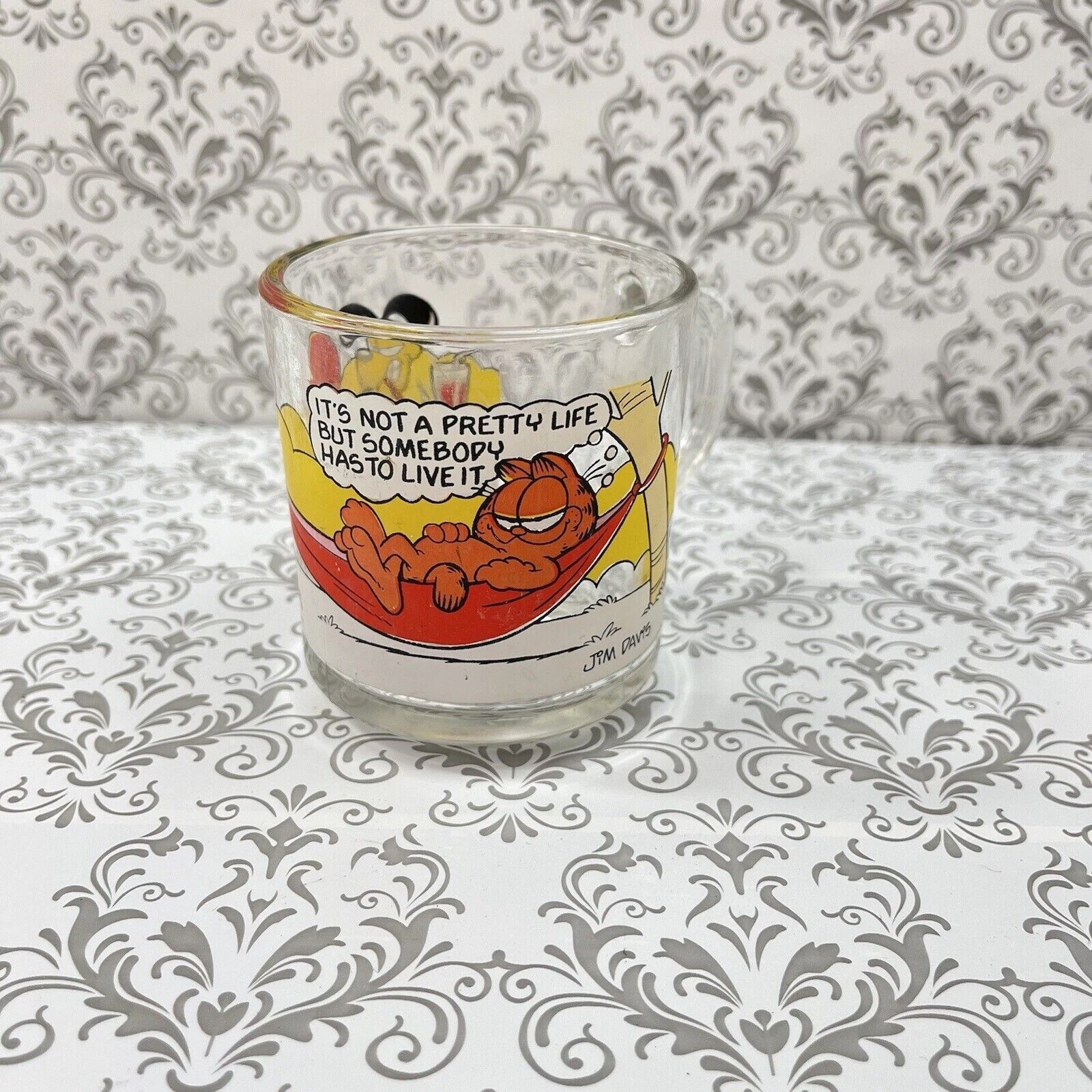 Jim Davis Garfield Characters 1978 Graphic Glass Mug By Mcdonalds