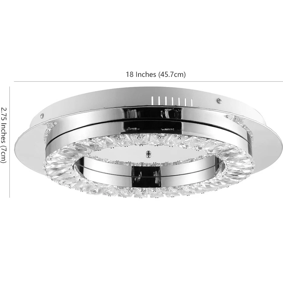 Cristal 18" Cristal Glam Cromo Luz Por JONATHAN Y|4000K•18 Vatios| JYL7216A Foto 4 de 4