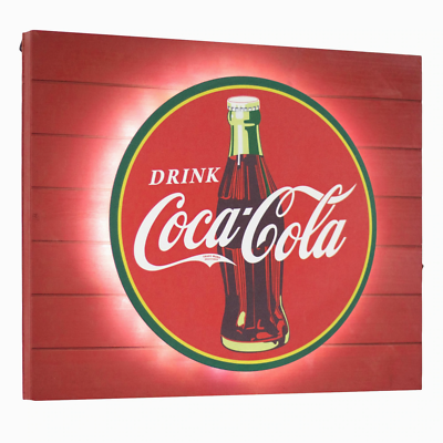 Drink Coca-Cola in Bottles Backlit Boxtop LED Metal & Wood Sign