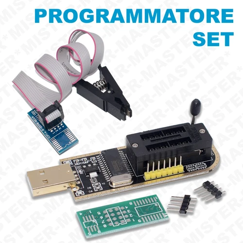 CH341A PROGRAMMATORE EEPROM FLASH BIOS 24 25 SERIES + CLIP TEST - Foto 1 di 6