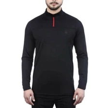 Spyder Active Men’s Performance ¼ Zip. Medium, Black, Four-Way Stretch. ￼