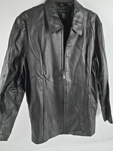 Dialogue Black Leather Jacket Men Size 