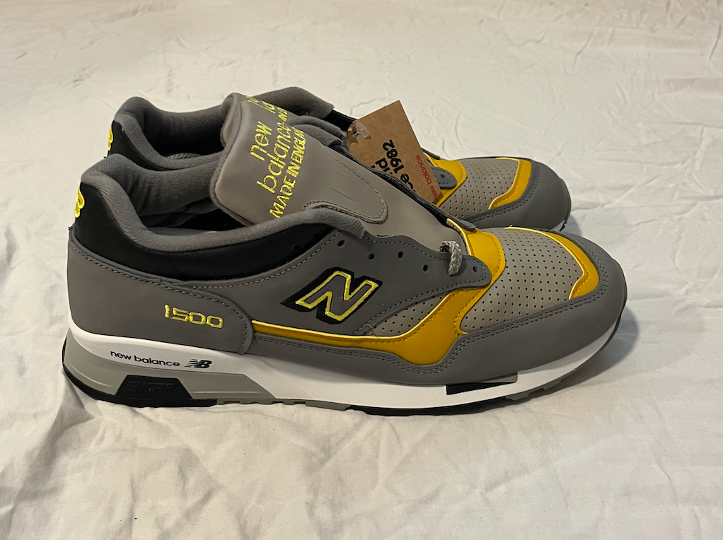 Size 11 - New Balance 1500 Made in England Grey Yellow for sale