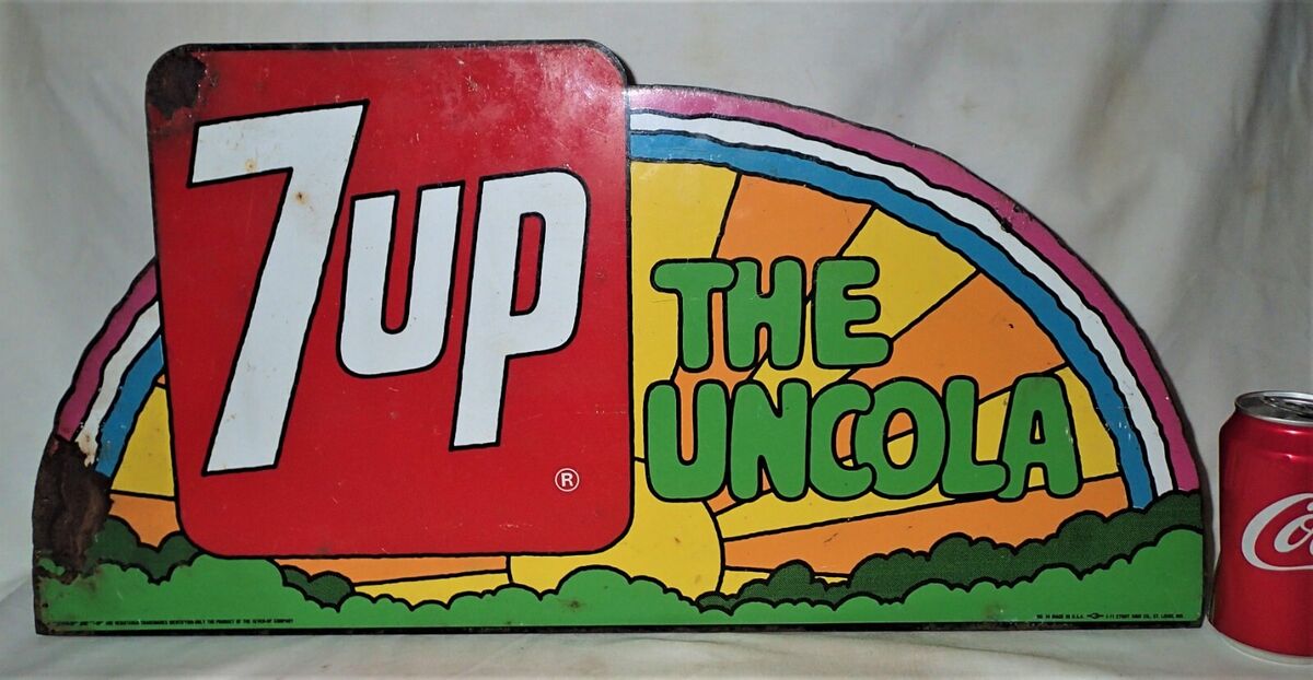 71 VINTAGE U.S.A. 7 UP THE UNCOLA SODA METAL FLANGE RAINBOW 71 VINTAGE U.S.A. 7 UP THE UNCOLA SODA METAL FLANGE RAINBOW