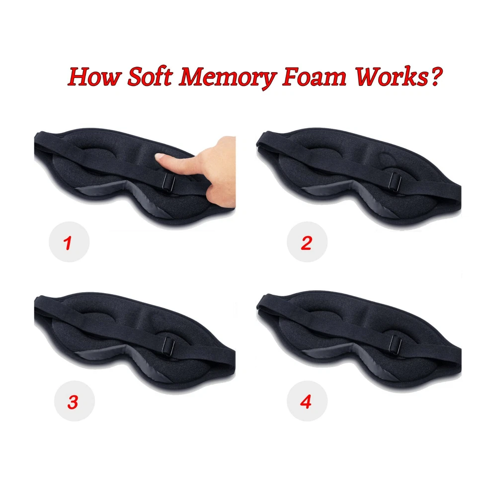 Professional Sleep Mask 3D Blindfold Eye Masks Cover 3D Memory Foam Soft Padded - image 3 of 4